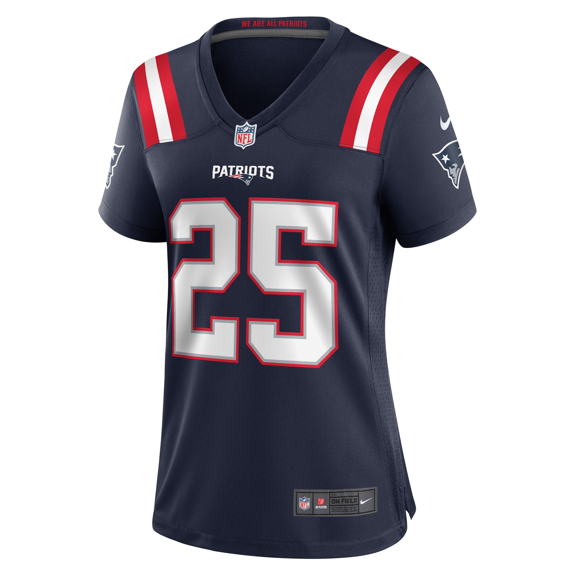 New England Patriots Marcus Jones Navy Game Player NFL Jersey Women's
