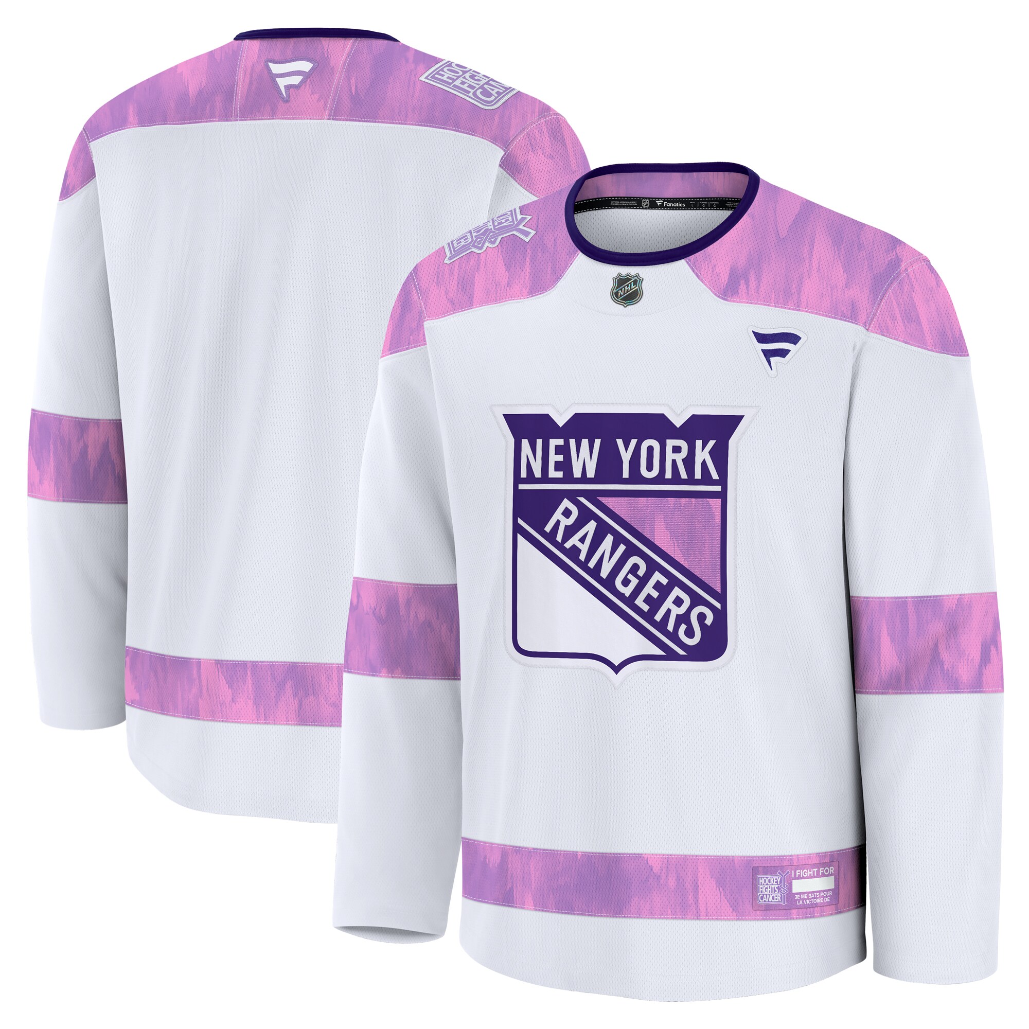 New York Rangers White 2024 Fights Cancer Practice NHL Jersey Men's