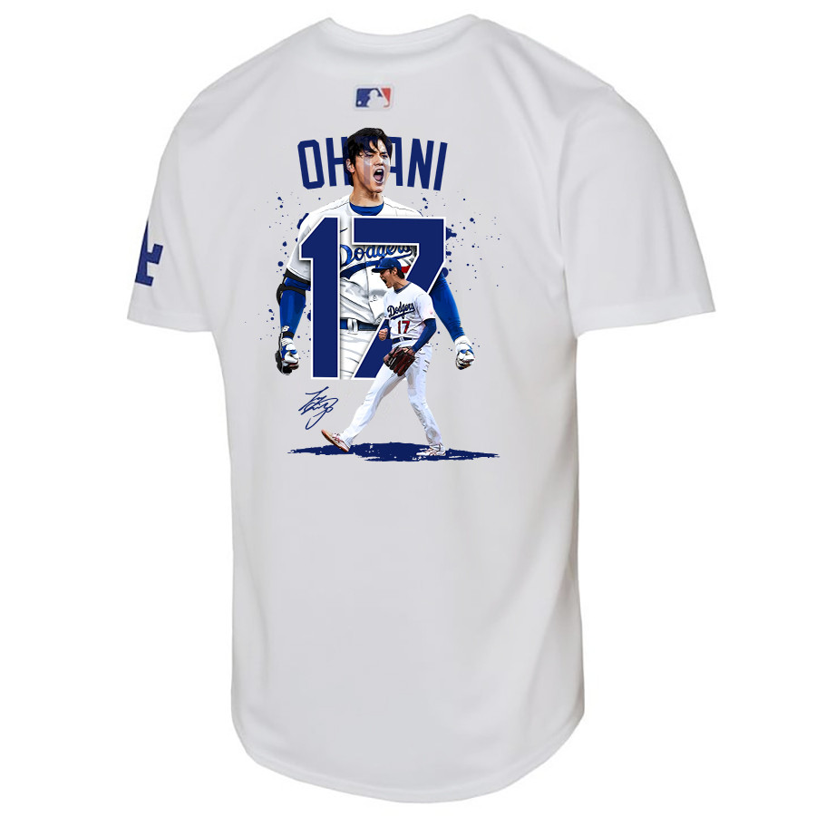 Shohei Ohtani 17 Los Angeles Dodgers Signed Number 2023 Home White MLB Jersey Youth