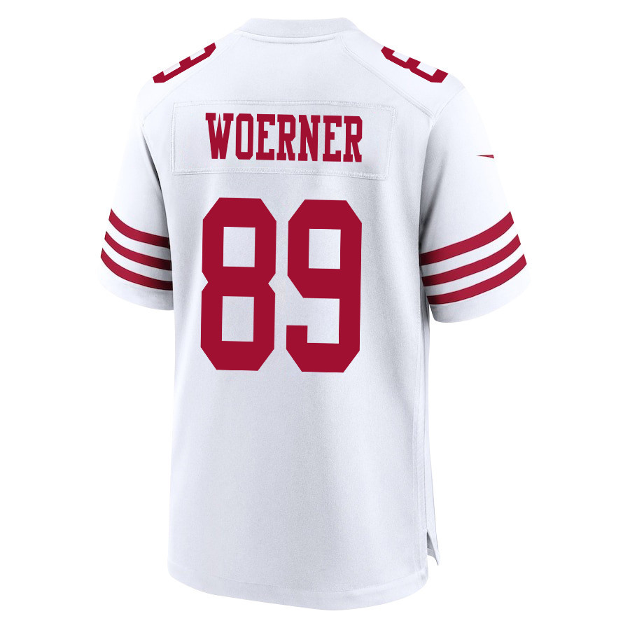 Charlie Woerner 89 San Francisco 49ers Super Bowl LVIII Patch Game White NFL Jersey Men's