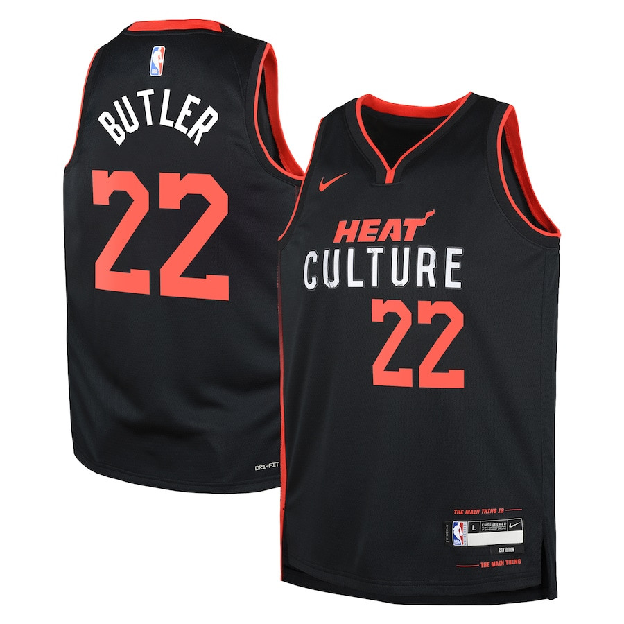 Jimmy Butler 22 Miami Heat 2023/24 City Edition Swingma Black NBA Jersey Youth