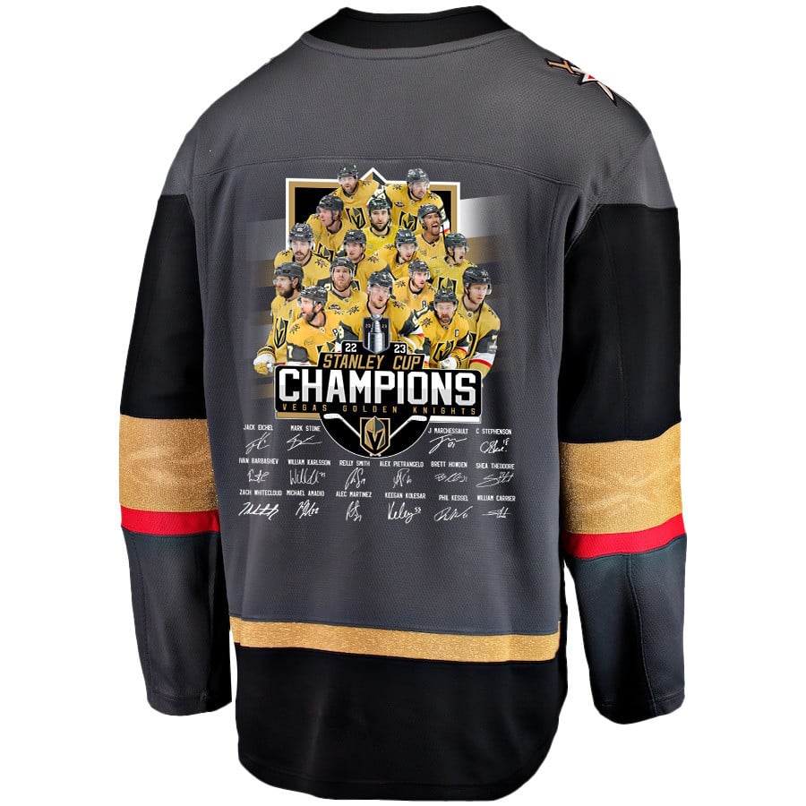 Vegas Golden Knights Players Signatures 2023 Stanley Cup Black NHL Jersey Men's