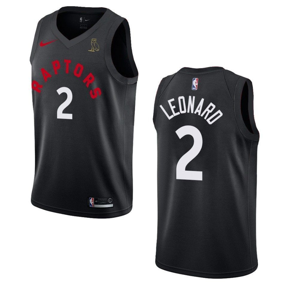 Toronto Raptors 2 Kawhi Leonard Drake Ovo Collection Black NBA Jersey Men's