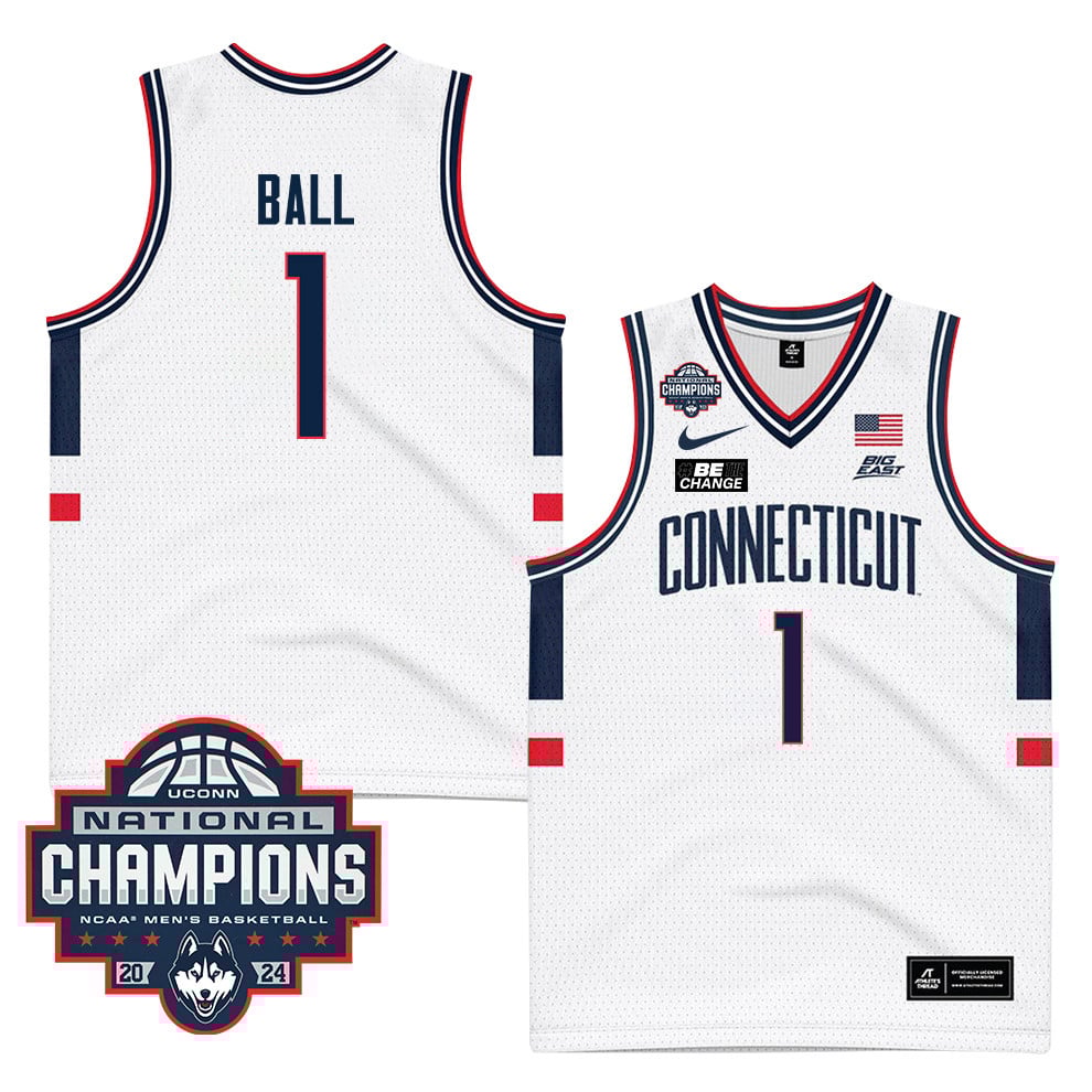 Solomon Ball 1 UConn Huskies 2024 National Champions Patch Unisex NCAA Jersey Unisex