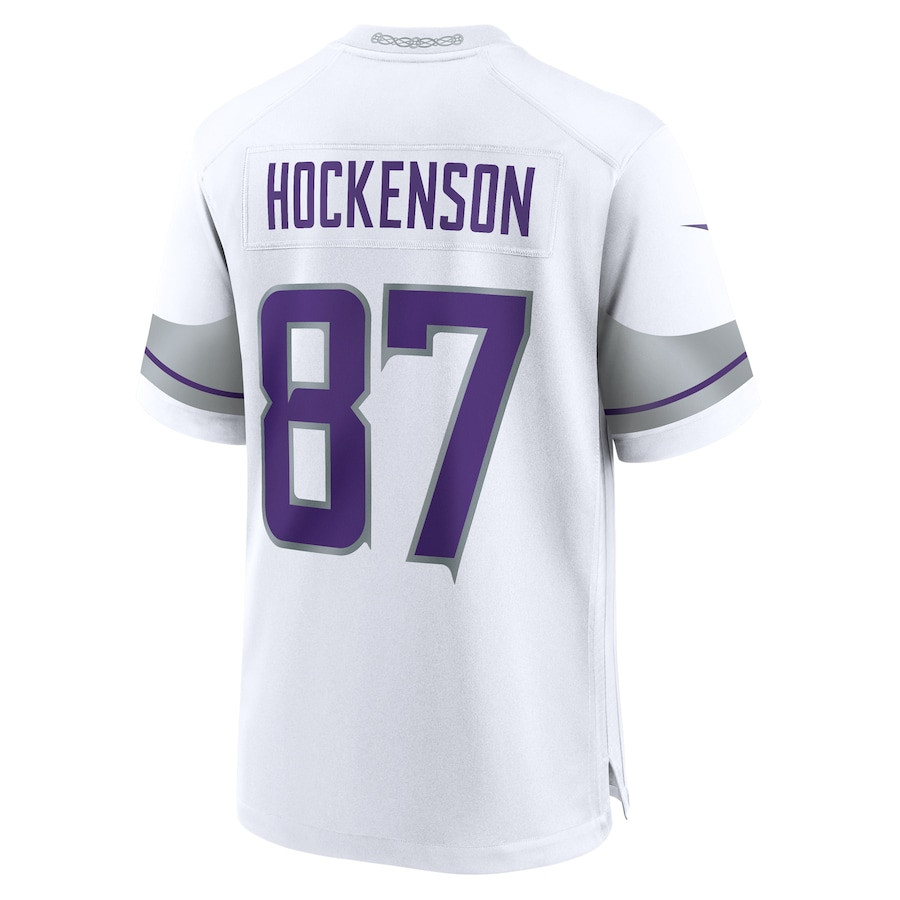 T.J. Hockenson 87 Minnesota Vikings Alternate Game Player White NFL Jersey Men's