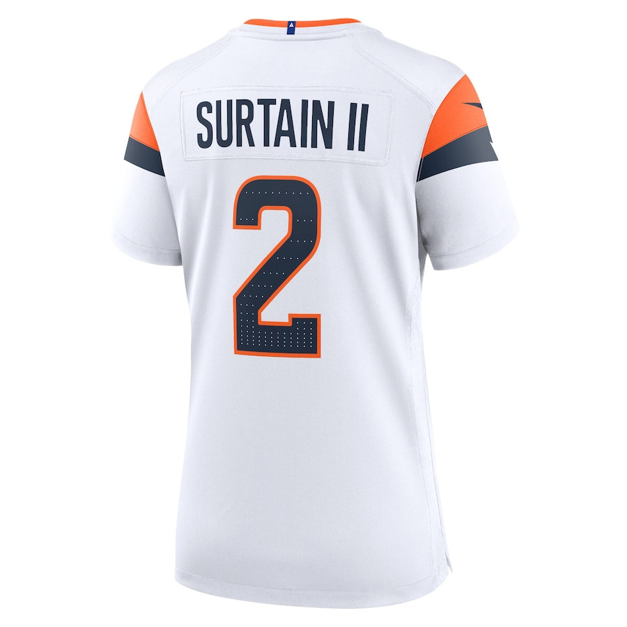 Patrick Surtain II 2 Denver Broncos Game White NFL Jersey Women's