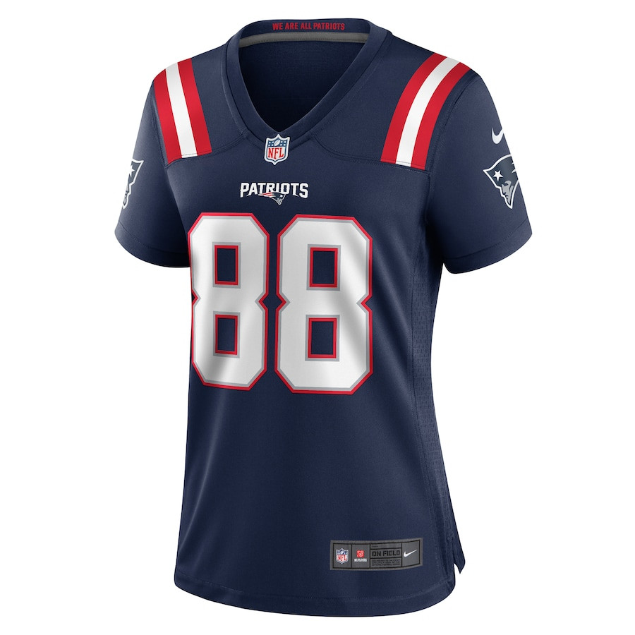 Jaheim Bell 88 New England Patriots Team Game Navy NFL Jersey Women's