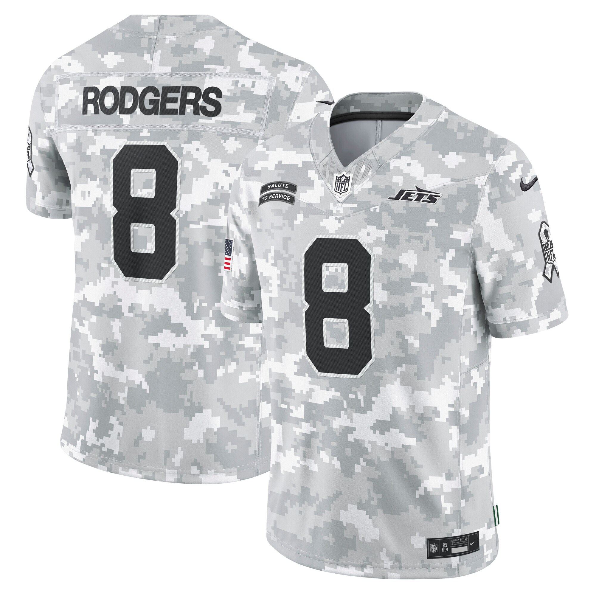 New York Jets Aaron Rodgers Arctic Camo 2024 Salute to Service Limited NFL Jersey Men's