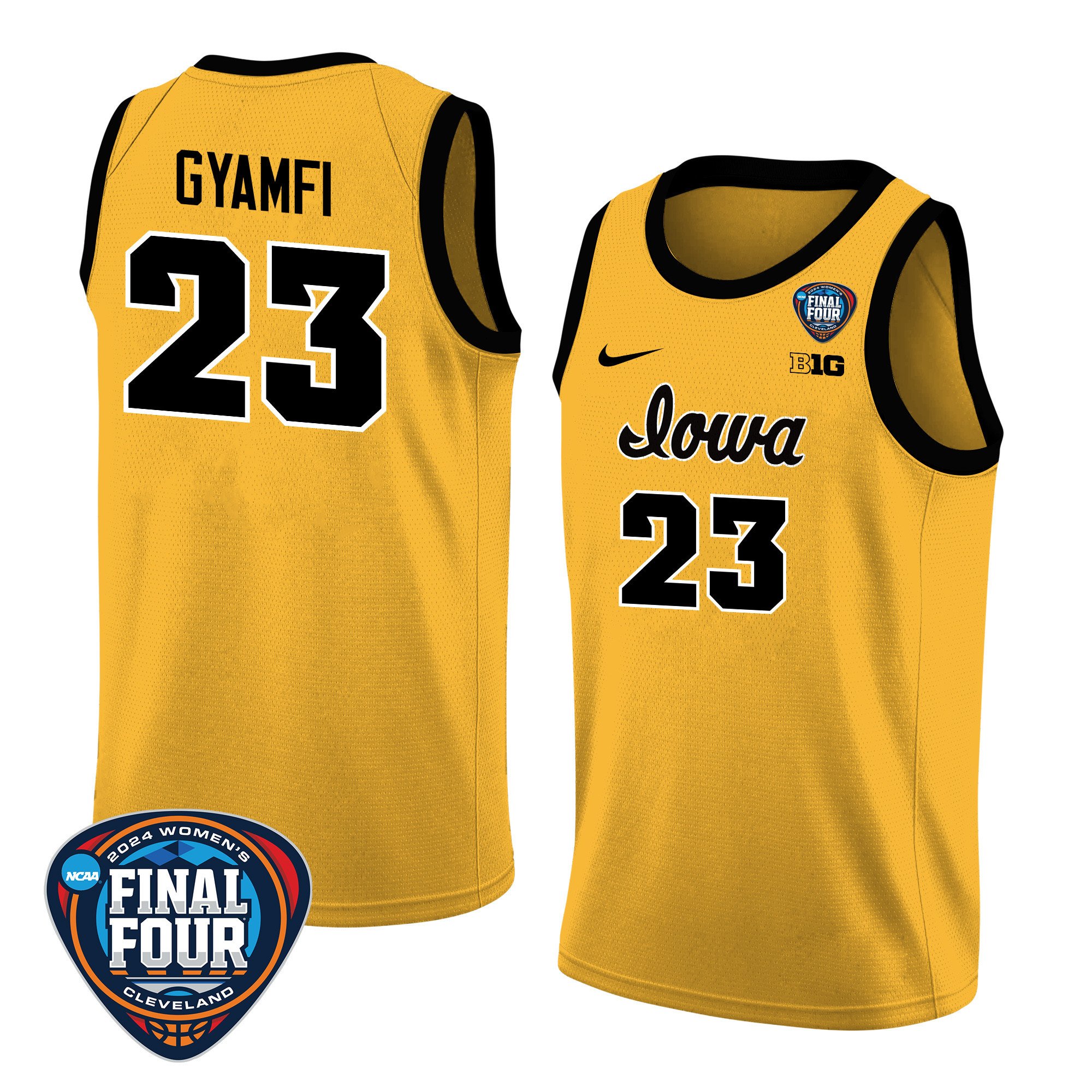 Jada Gyamfi 23 Iowa Hawkeyes 2024 Final Four Patch Unisex NCAA Jersey Unisex