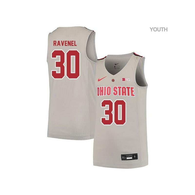 30 Evan Ravenel Gray Elite Ohio State Buckeyes NCAA Jersey Youth