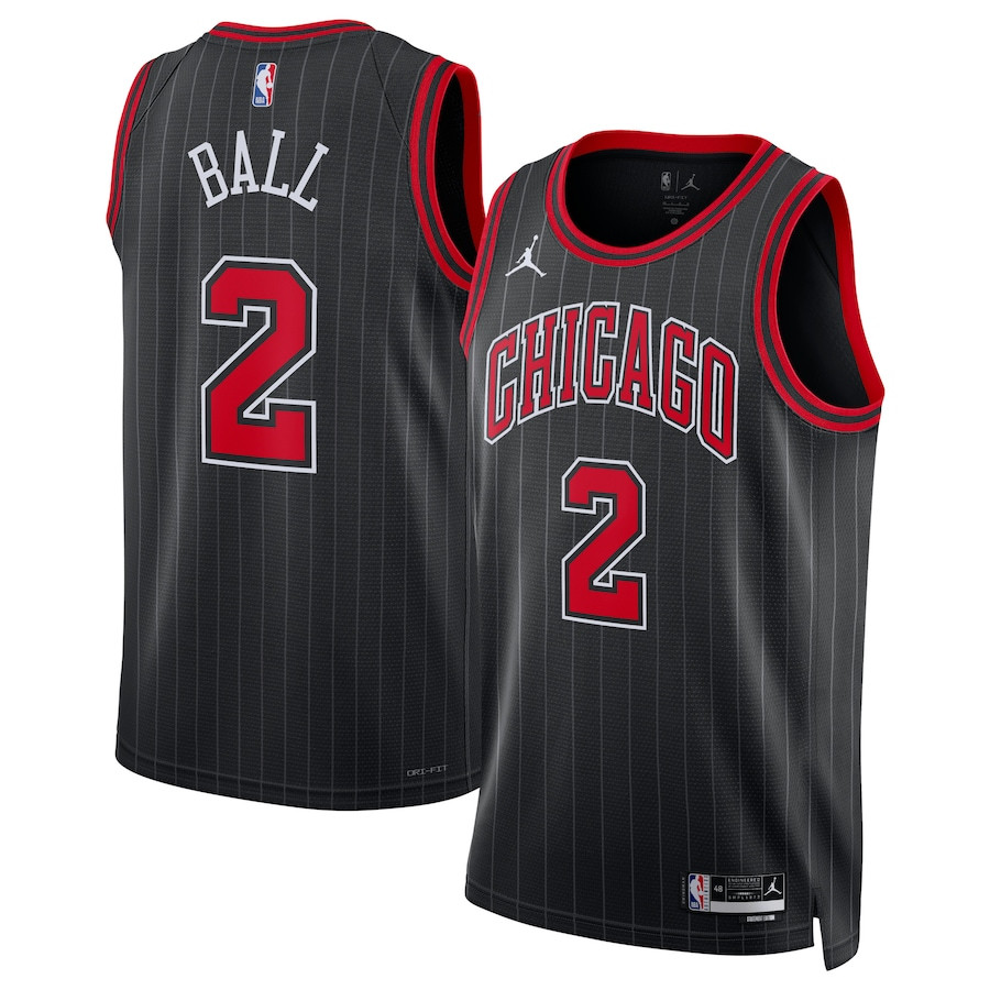 Lonzo Ball 2 Chicago Bulls Unisex Swingman Statement Edition Black NBA Jersey Unisex