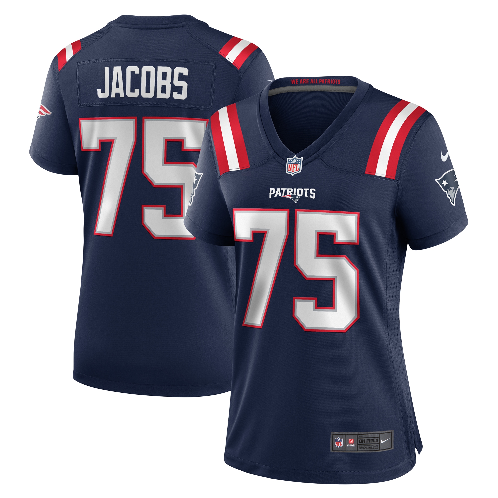 New England Patriots Demontrey Jacobs Navy Game NFL Jersey Women's