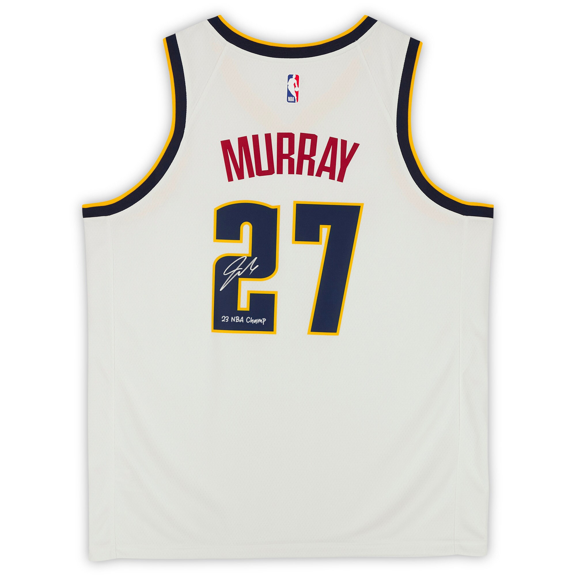 Jamal Murray 27 Denver Nuggets 2023 Finals Champions with & #8220;23 Champ& #8221 White NBA Jersey Men's