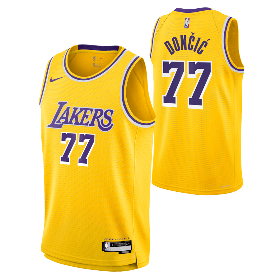 Luka Doncic 77 Los Angeles Lakers Unisex Swingman Icon Edition Gold NBA Jersey Unisex