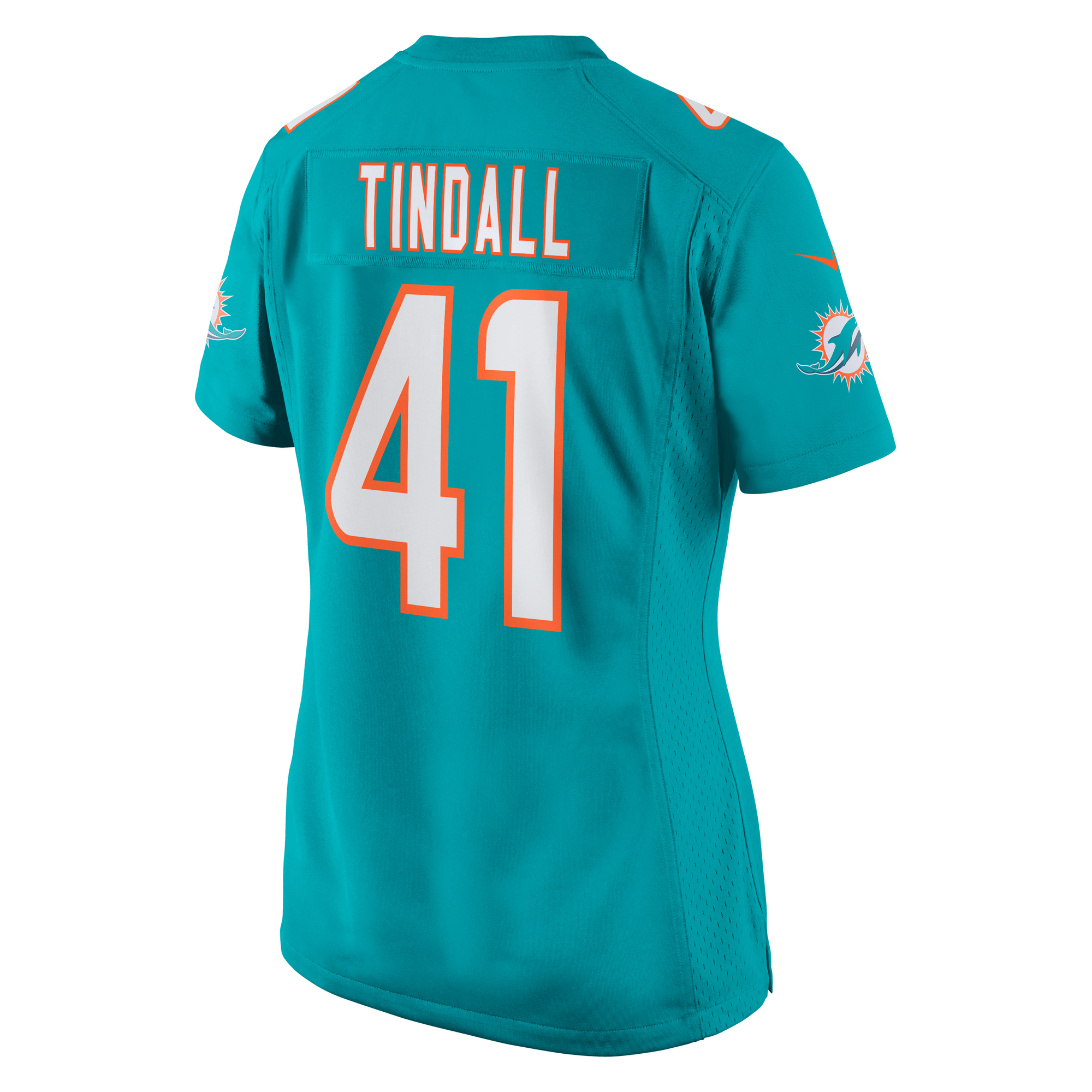 Miami Dolphins Channing Tindall Aqua Game Player NFL Jersey Women's