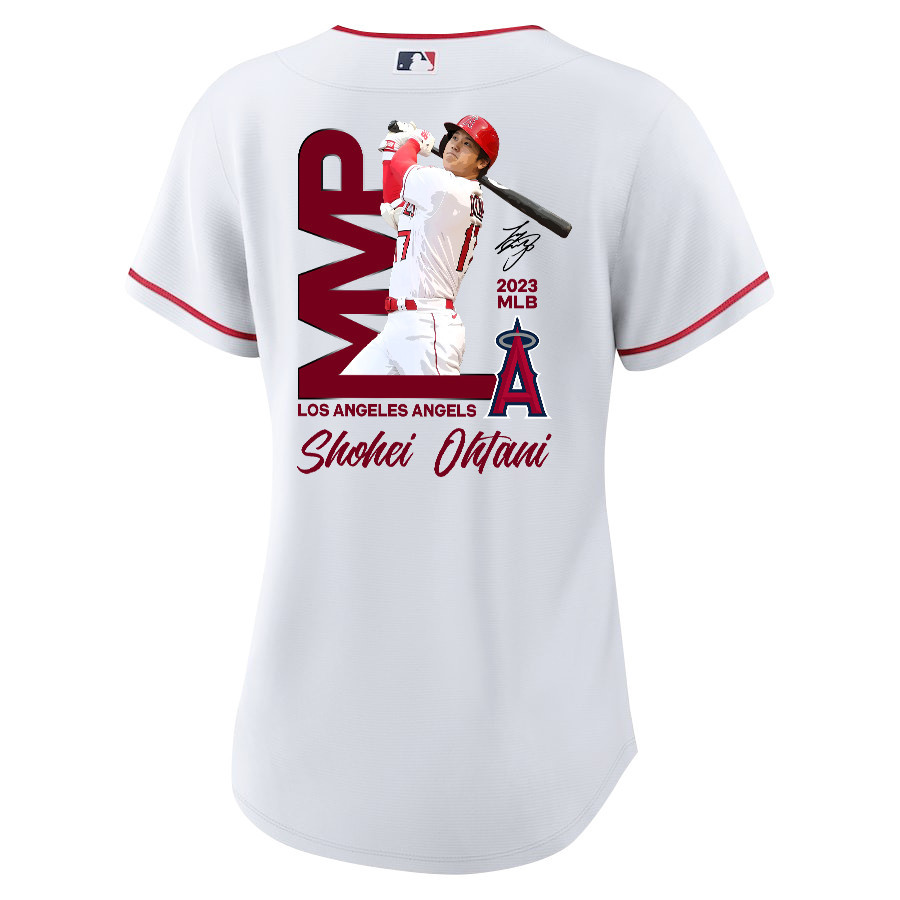 Shohei Ohtani 17 Los Angeles Angels Signed MVP 2023 Home Player White MLB Jersey Women's