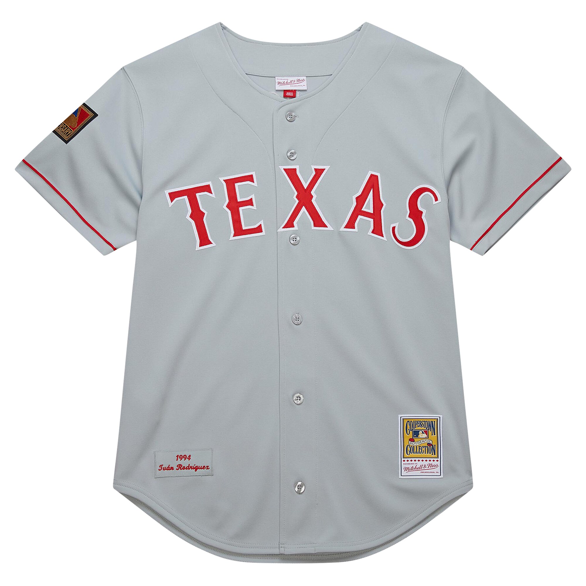 Texas Rangers Ivan Rodriguez Mitchell Ness Gray 1994 Cooperstown Collection Dark MLB Jersey Men's