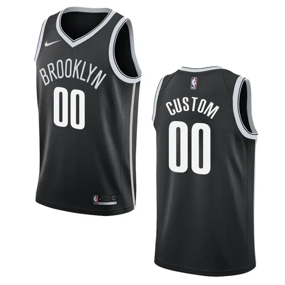 Brooklyn Nets 00 Custom Icon Swingman Black NBA Jersey Men's