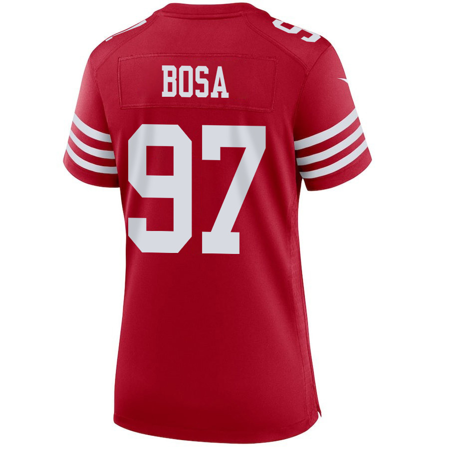 Nick Bosa 97 San Francisco 49ers Super Bowl LVIII Patch Game Scarlet NFL Jersey Women's