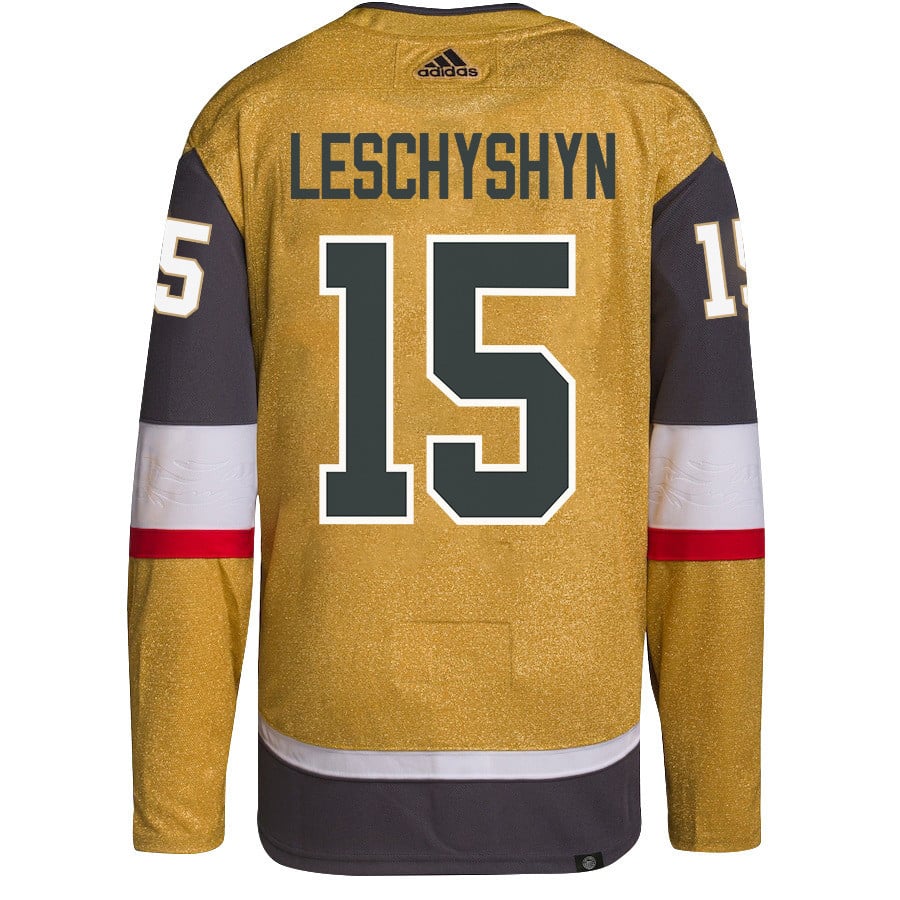 Jake Leschyshyn 15 Vegas Golden Knights Stanley Cup 2023 Final Patch Home Breakaway Gold NHL Jersey Men's