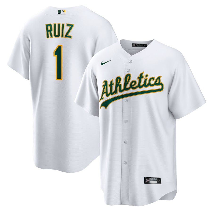 Esteury Ruiz 1 Oakland Athletics Home White MLB Jersey Men's