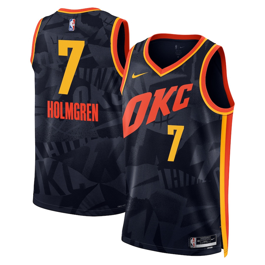 Chet Holmgren 7 Oklahoma City Thunder 2023/24 City Edition Swingman Navy NBA Jersey Men's