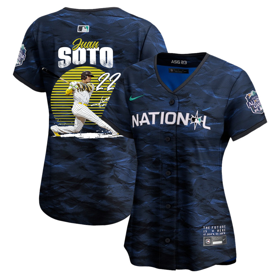 Juan Soto 22 San Diego Padres Signed Hit 2023 All Star Game Limited Player Royal MLB Jersey Women's