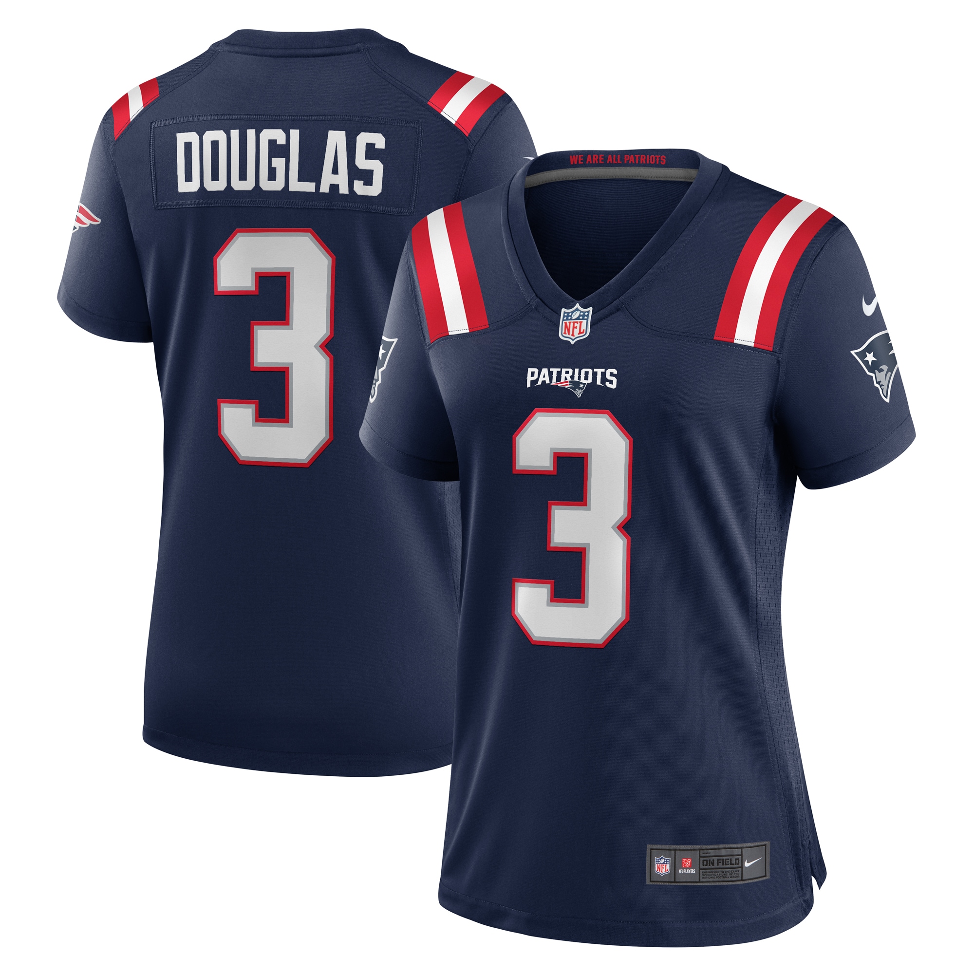 New England Patriots Demario Douglas Navy Game NFL Jersey Women's