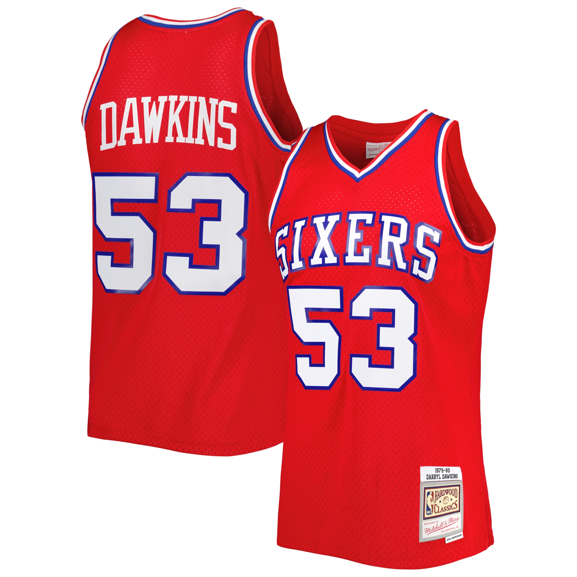 Mitchell Ness Darryl Dawkins Red Philadelphia 76ers Hardwood Classics 1979/80 Swingman NBA Jersey Men's