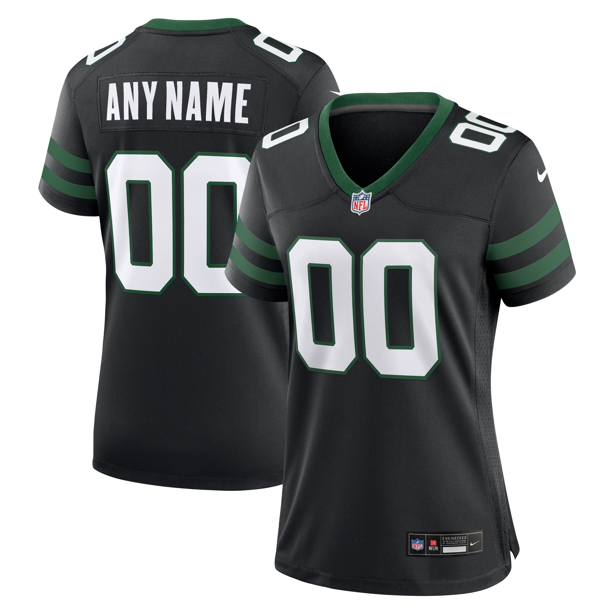 New York Jets Legacy Black Alternate Custom Game NFL Jersey Women's
