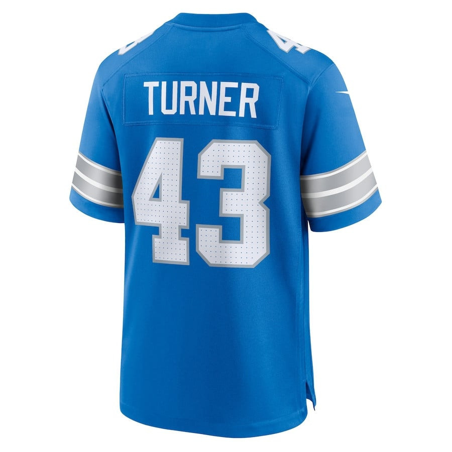 James Turner 43 Detroit Lions Game Blue NFL Jersey Men's