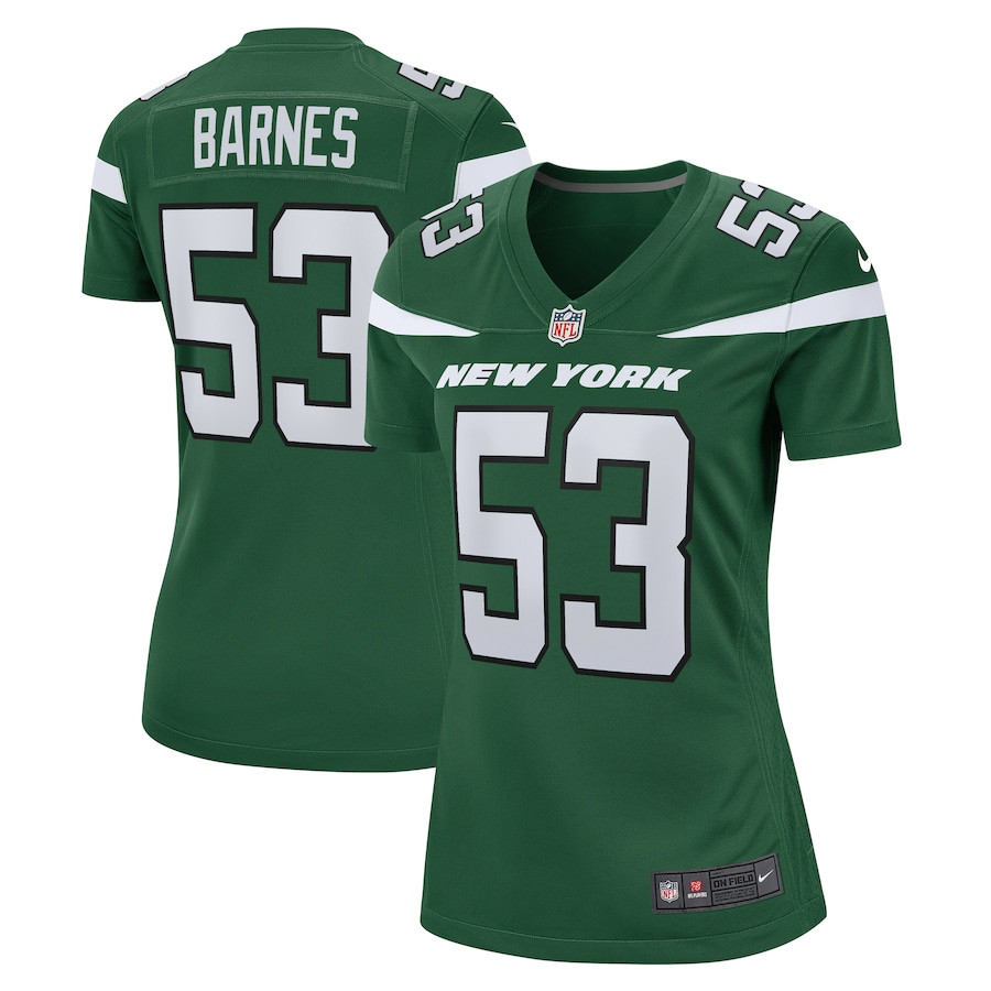 Zaire Barnes 53 New York Jets Game Gotham Green NFL Jersey Women's