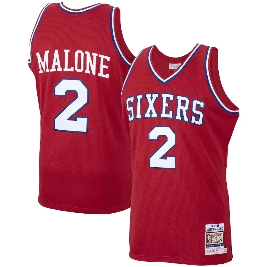 Moses Malone Philadelphia 76ers Mitchell Ness 1982-83 Hardwood Classics Player Red NBA Jersey Men's