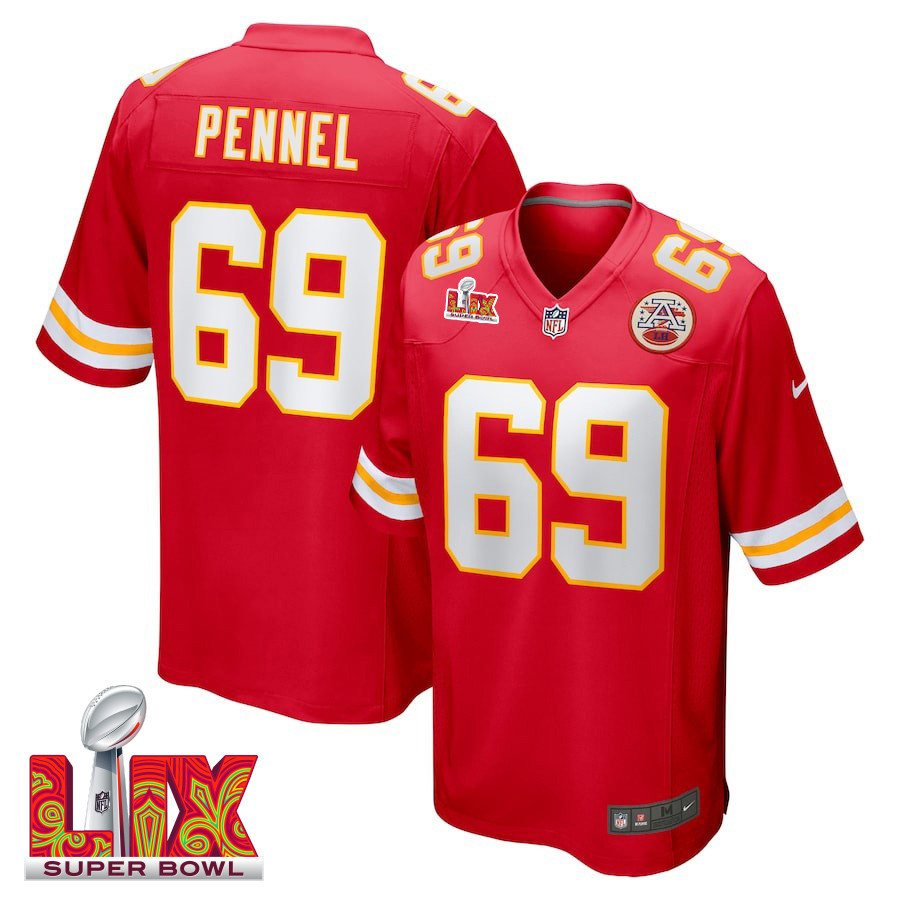 Mike Pennel #69 Kansas City Chiefs Super Bowl LIX Red NFL Jersey Men's