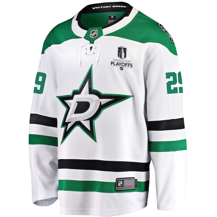 Jake Oettinger 29 Dallas Stars 2024 Playoffs Patch Away Breakaway Men NHL Jersey Men's