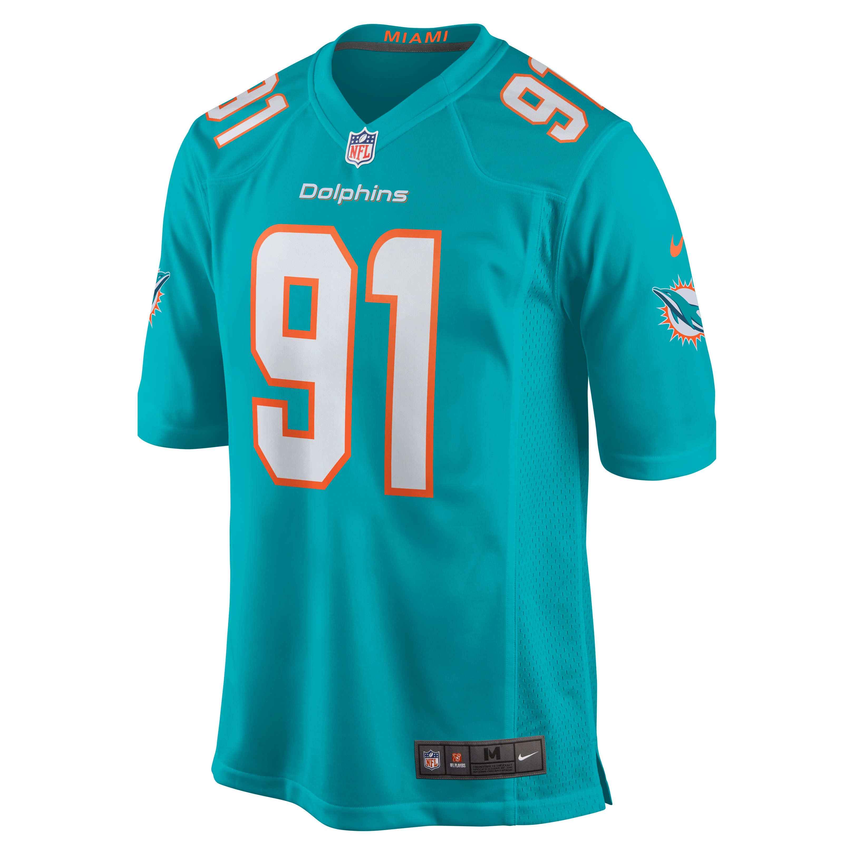 Miami Dolphins Emmanuel Ogbah Aqua Game NFL Jersey Men's