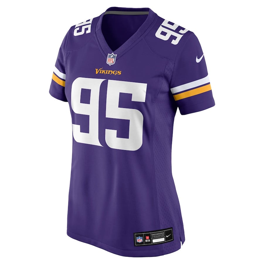 Travis Bell 95 Minnesota Vikings Game Purple NFL Jersey Women's