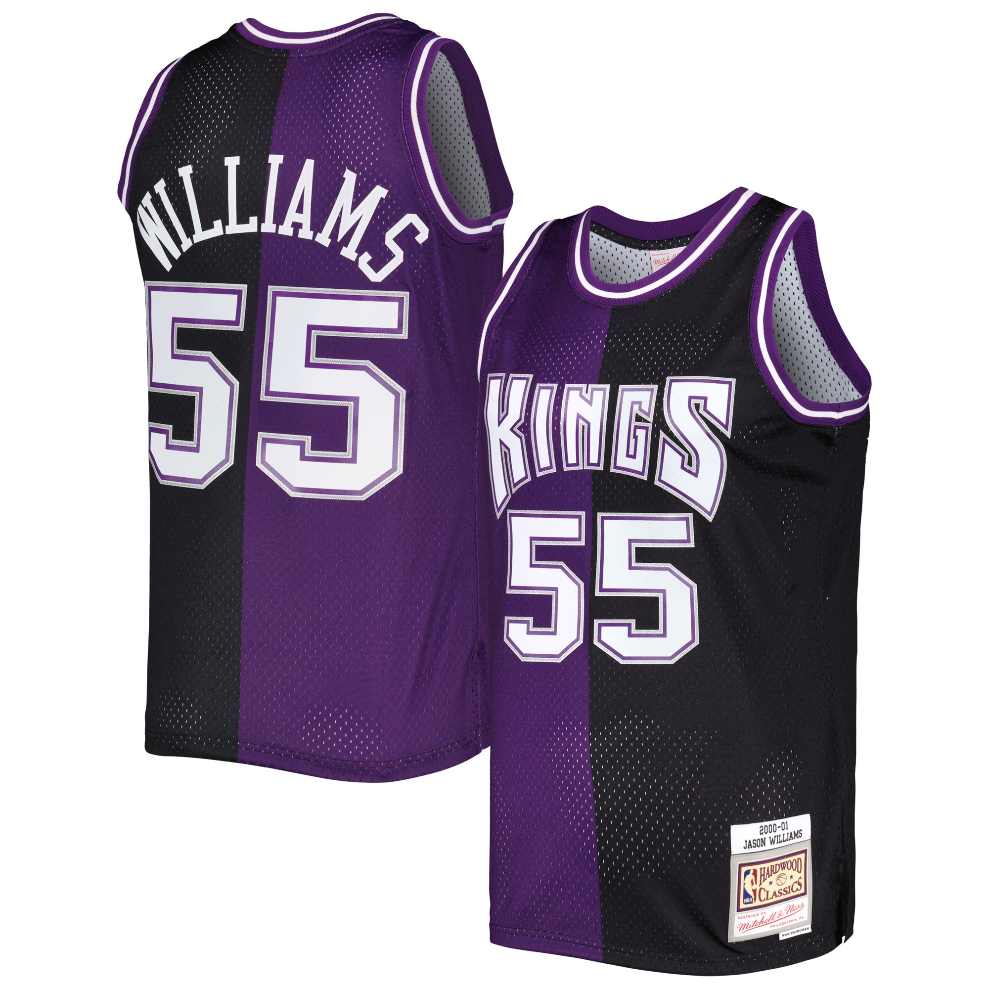 Mitchell Ness Jason Williams Purple/Black Sacramento Kings Hardwood Classics 2000/01 Split Swingman NBA Jersey Men's