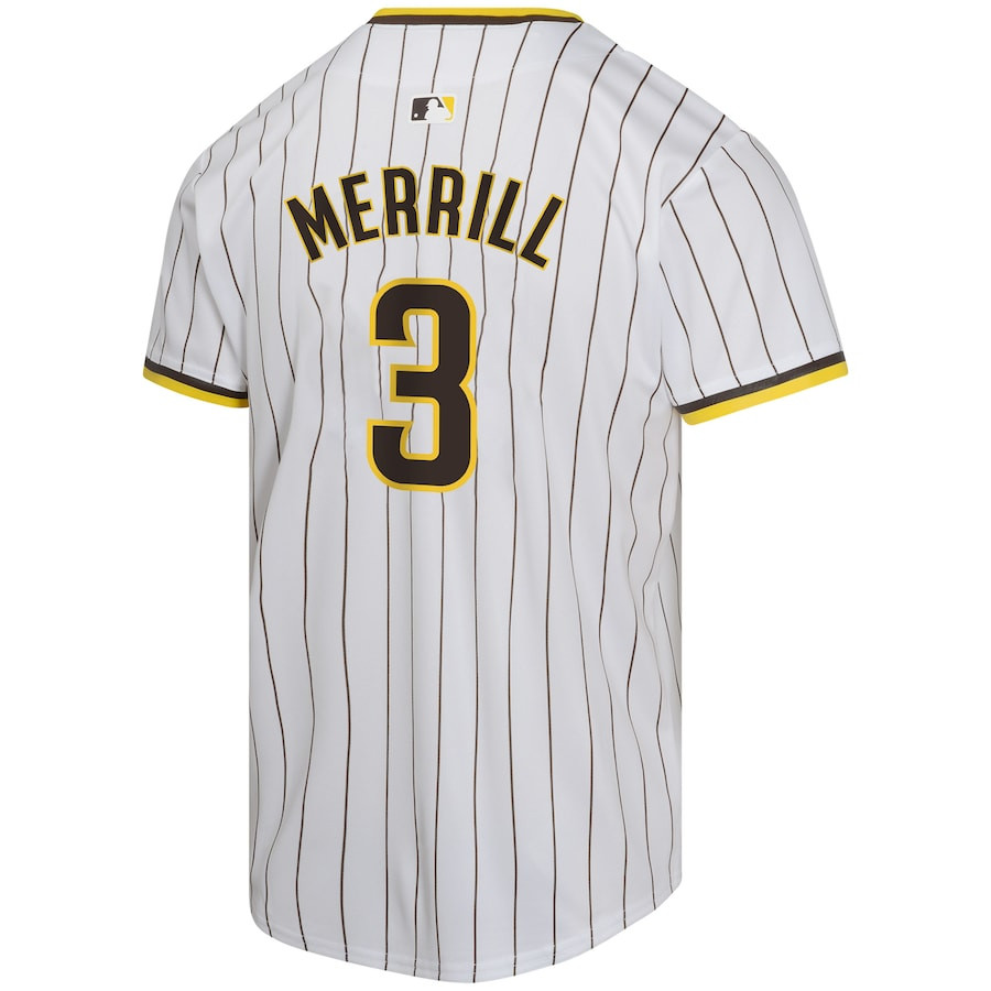 Jackson Merrill 3 San Diego Padres Home Player Game White MLB Jersey Youth