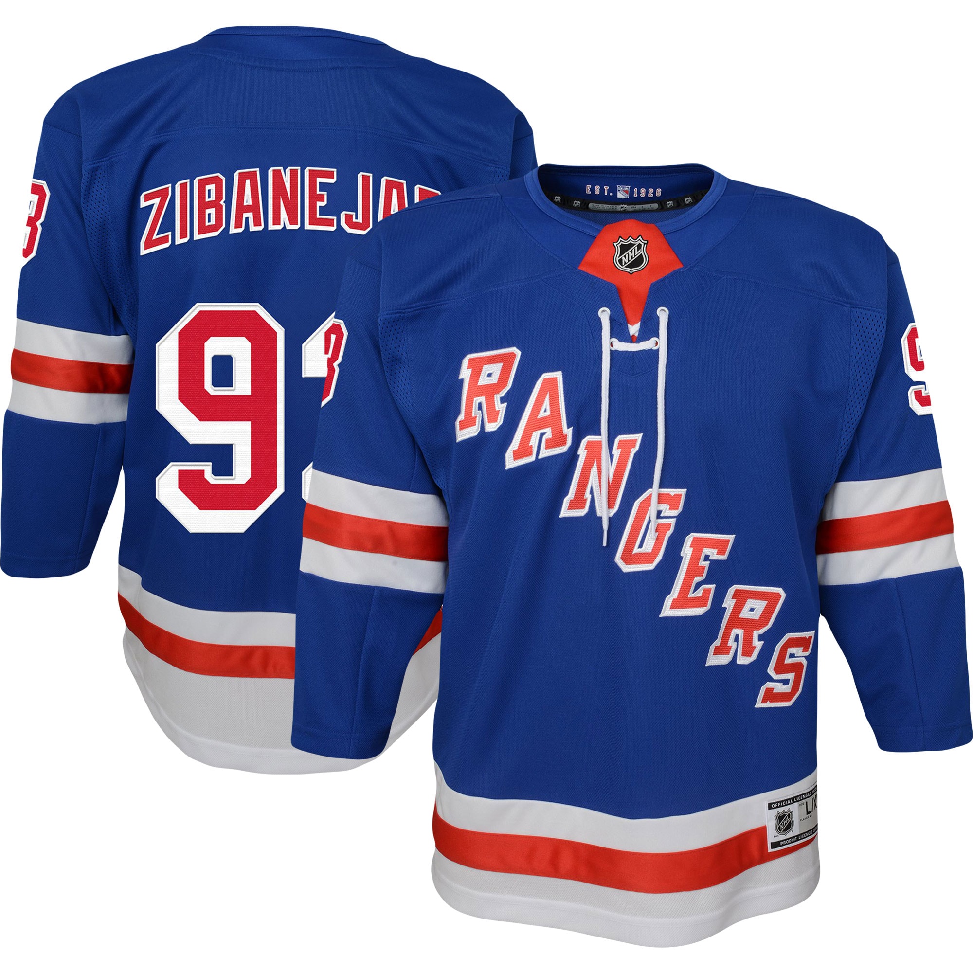 New York Rangers Mika Zibanejad Blue Home Premier Player NHL Jersey Youth