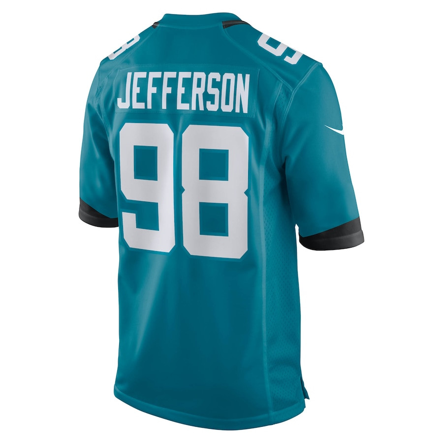 Jordan Jefferson 98 Jacksonville Jaguars Team Game Teal NFL Jersey Men's