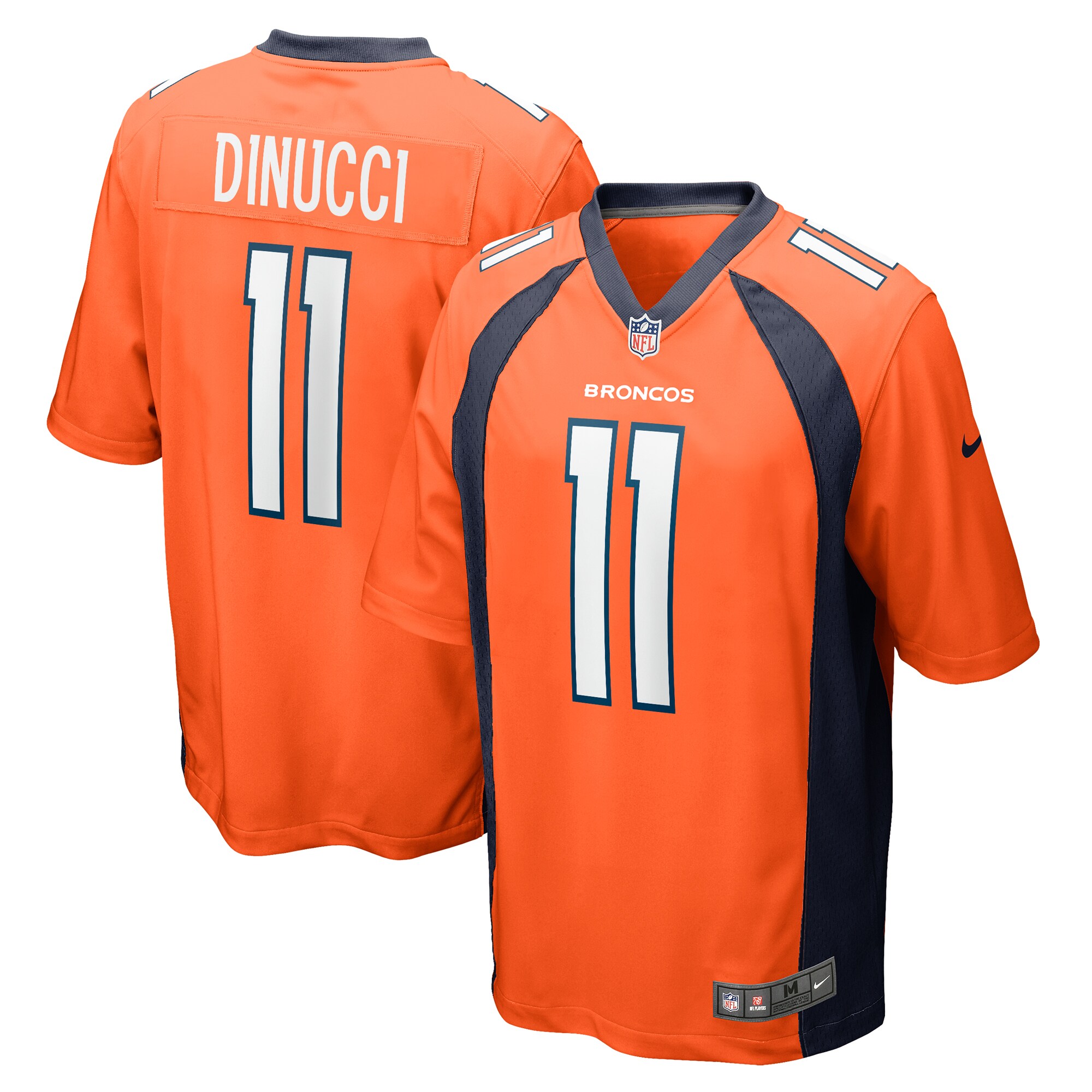 Denver Broncos Ben DiNucci Orange Team Game NFL Jersey Men's
