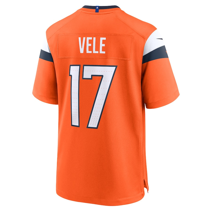 Devaughn Vele 17 Denver Broncos Team Game Orange NFL Jersey Men's