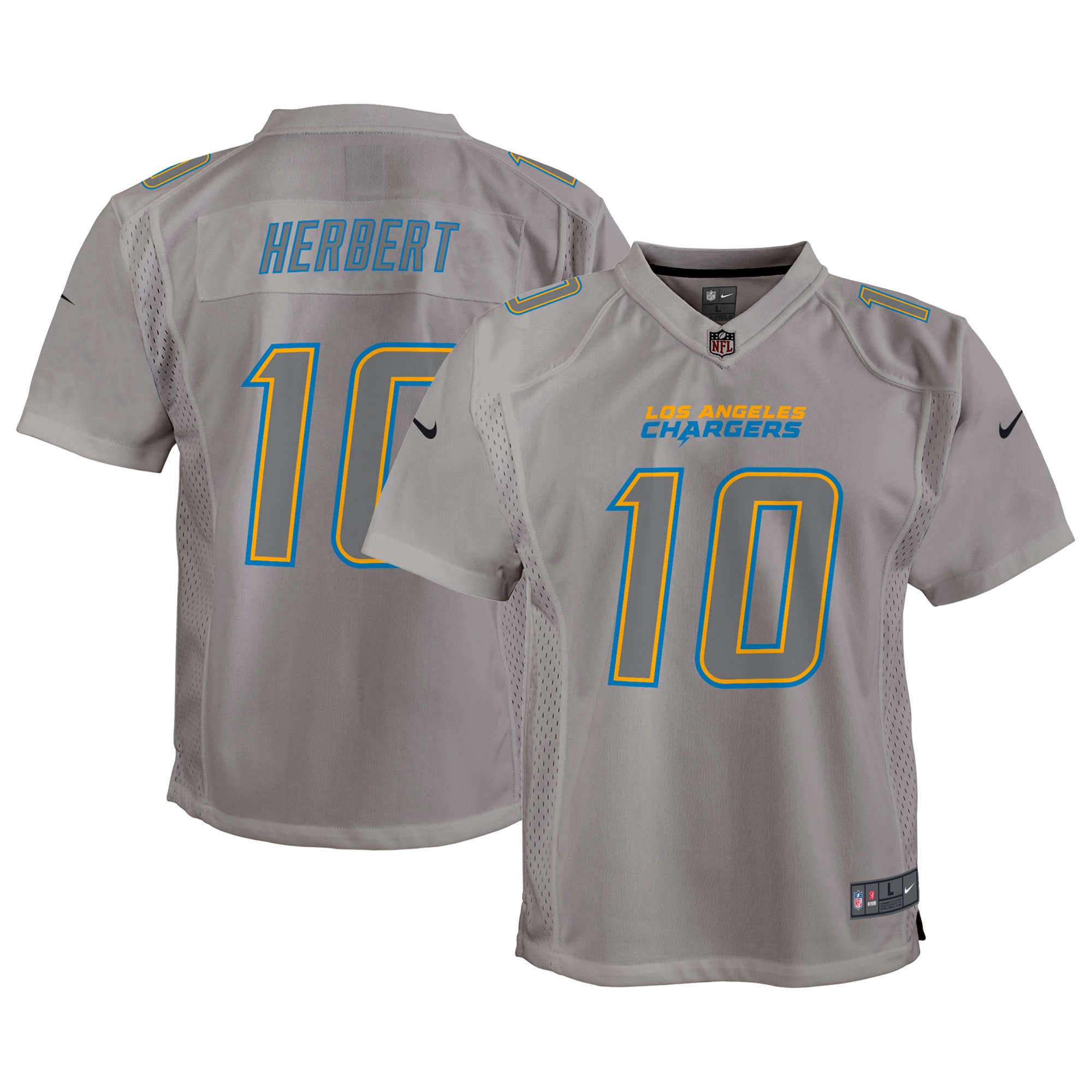 Los Angeles Chargers Justin Herbert Gray Atmosphere Game NFL Jersey Youth