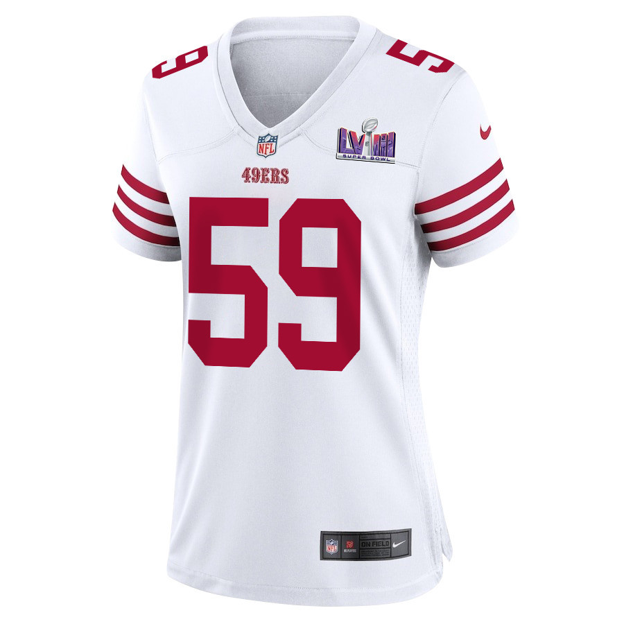 Curtis Robinson 59 San Francisco 49ers Super Bowl LVIII Patch Game White NFL Jersey Women's