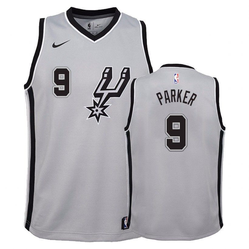 San Antonio Spurs Tony Parker 9 Statet Silver NBA Jersey Youth