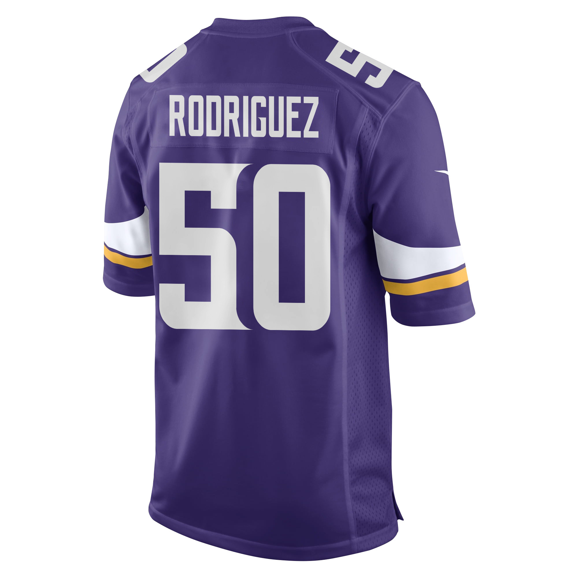 Levi Drake Rodriguez 50 Minnesota Vikings Super Bowl LIX New Orleans Patch Game Purple NFL Jersey Men's