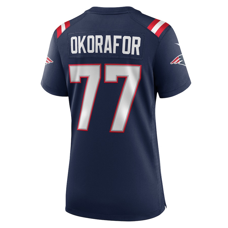 Chukwuma Okorafor 77 New England Patriots Team Game Navy NFL Jersey Women's