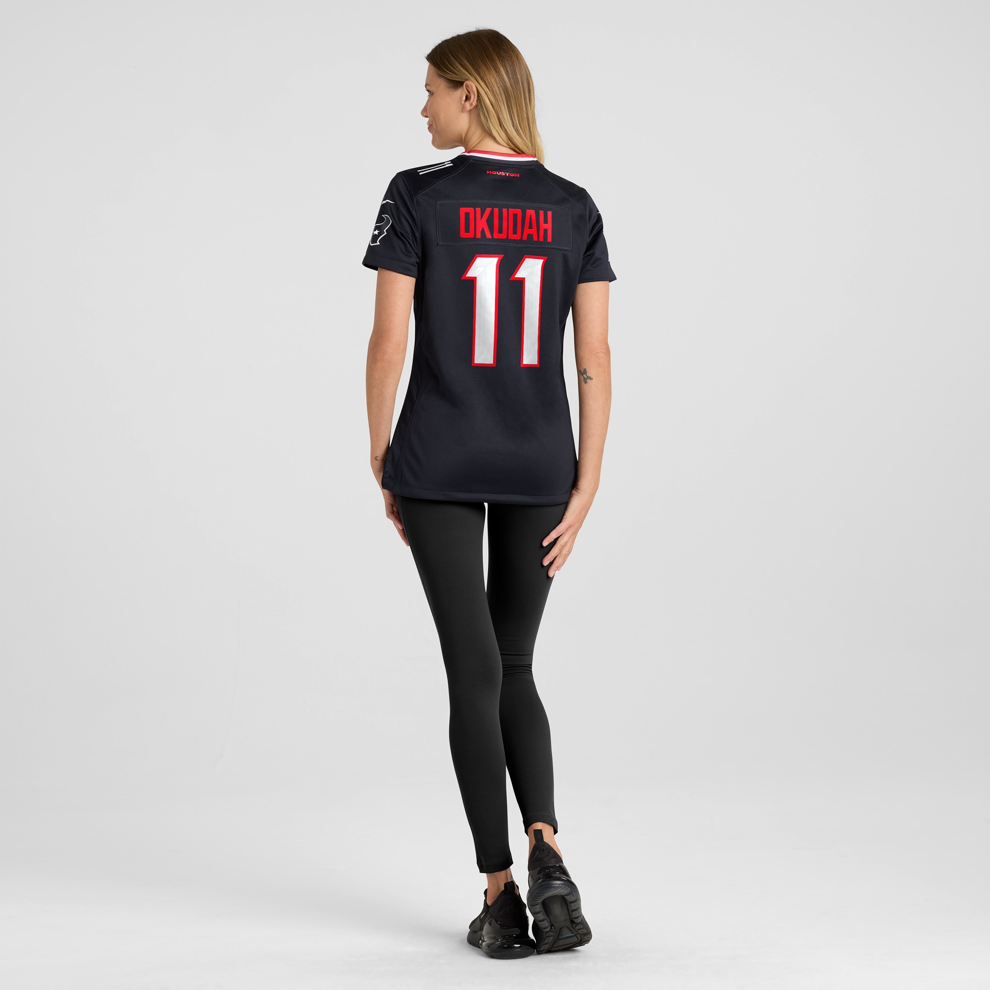 Houston Texans Jeff Okudah Navy Team Game NFL Jersey Women's