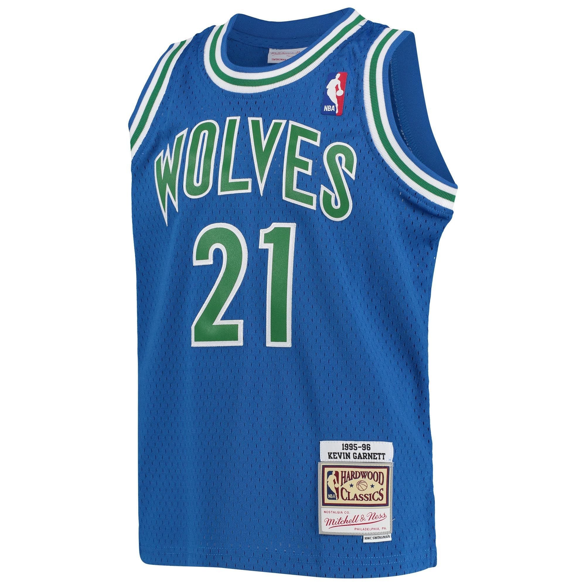 Kevin Garnett Minnesota Timberwolves Mitchell&Nes 1995-96 Hardwood Classics Swingman ??Blue NBA Jersey Youth